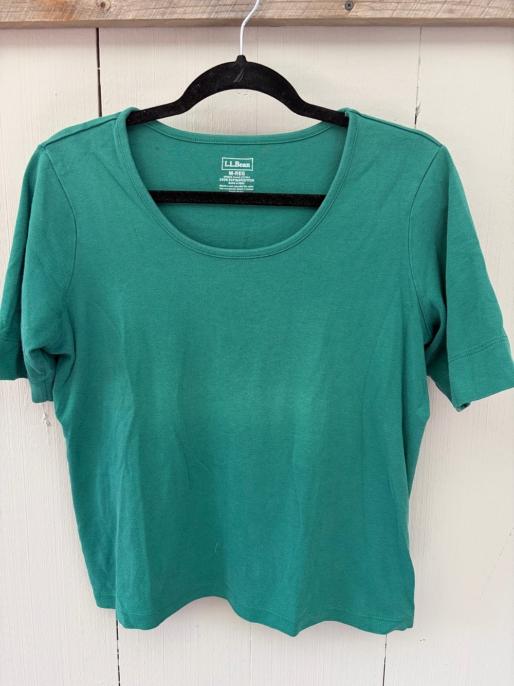 L.L. Bean Women's Short Sleeve Scoop Neck Top in Green